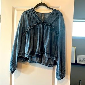Free people denim peplum too, worn once size S